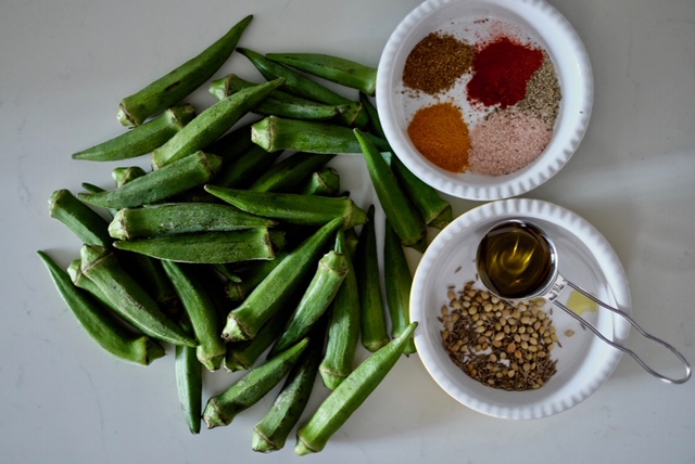 ingredients okra and spices