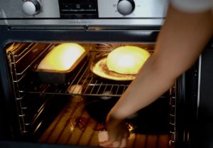 throwing steam in oven with ice cubes